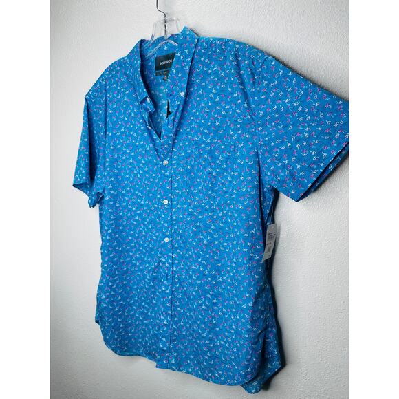 NWT Bonobos Blue with Tiny Pink & White Flamingos Button Shirt XL - Picture 6 of 16